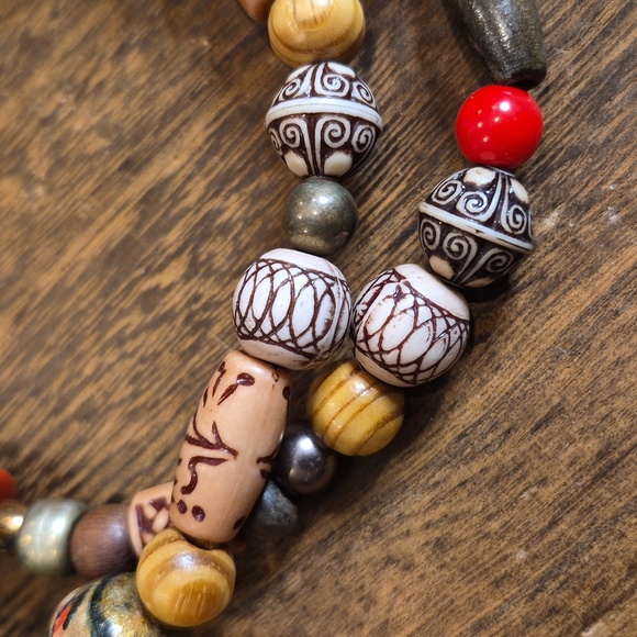 Vintage Beaded Necklaces, Paper, Clay, Wood, Etc. Set of 2 - Picture 5 of 9